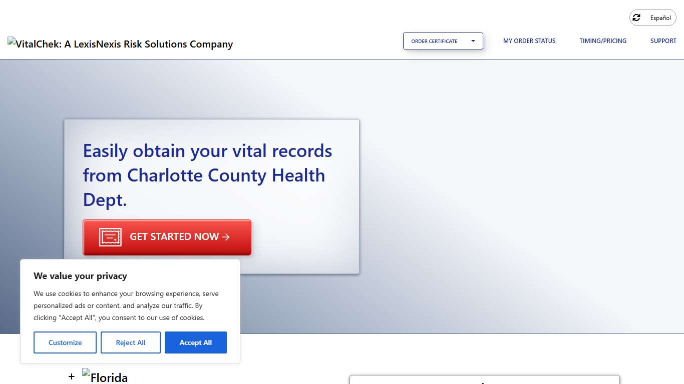 Charlotte County Health Dept. (FL) | Order Certificates - VitalChek
